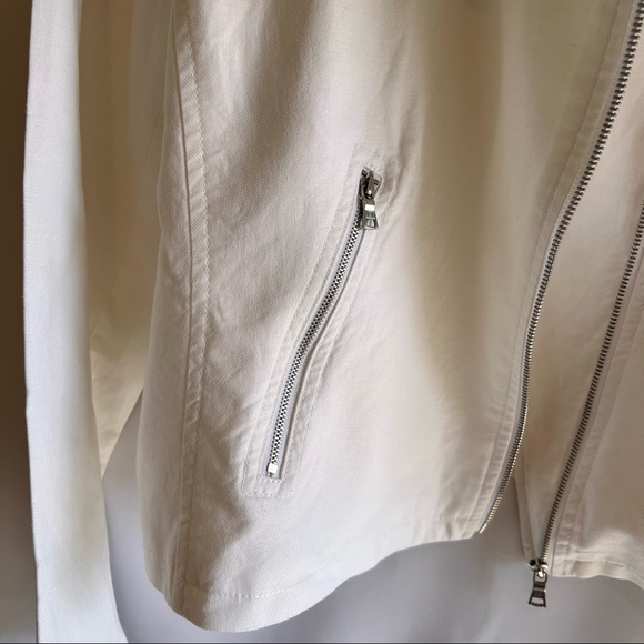 Liz Claiborne Light Lined Jacket XL White Zippered Front And Pockets - Picture 7 of 12